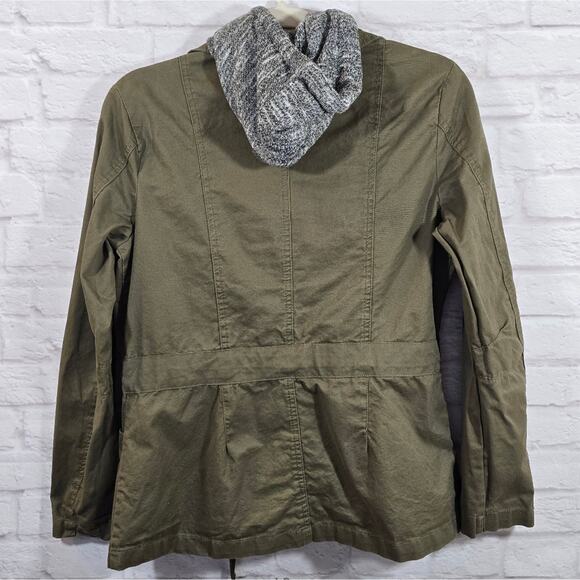 M 2Sable Womens Olive Green Gray Hoodie Layered Look Jacket Size S Utility Cargo - Picture 5 of 9
